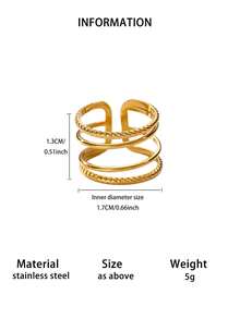 1 pieza Anillo abierto minimalista de acero inoxidable para mujer, anillo dorado, anillo ajustable abierto para el dedo, anillo de mujer, joyería de fiesta, accesorios de moda para mujer, accesorios para uso diario - Multicolor - Ver 22