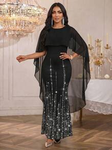 SHEIN Lady Đầm poncho tay lửng đơn sắc tối giản dành cho nữ, thích hợp mặc hàng ngày dịp Giáng sinh, Năm mới, Lễ tình nhân. Đầm thanh lịch dành cho nữ - trắng - Xem 5