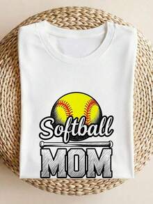 100%Softball Mom Softball Player Game Day Mothers Day Women T-Shirt 100% Cotton Crew Neck Short Sleeve Sporty Graphic Tee Retro Vintage Style Athletic Team Support Gift For Mama Ladi-4 Summer Outfits,Camisas,Camisas Para Mujer,Playeras,Playeras De Mujer,Vintage,Easter Outfit Women,Mother's Day,Women's Graphic Tees, Casual Summer Tops, 100% Cotton - 白2 - 查看 1