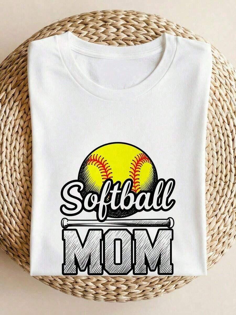 100%Softball Mom Softball Player Game Day Mothers Day Women T-Shirt 100% Cotton Crew Neck Short Sleeve Sporty Graphic Tee Retro Vintage Style Athletic Team Support Gift For Mama Ladi-4 Summer Outfits,Camisas,Camisas Para Mujer,Playeras,Playeras De Mujer,Vintage,Easter Outfit Women,Mother's Day,Women's Graphic Tees, Casual Summer Tops, 100% Cotton - 白2 - 查看 1