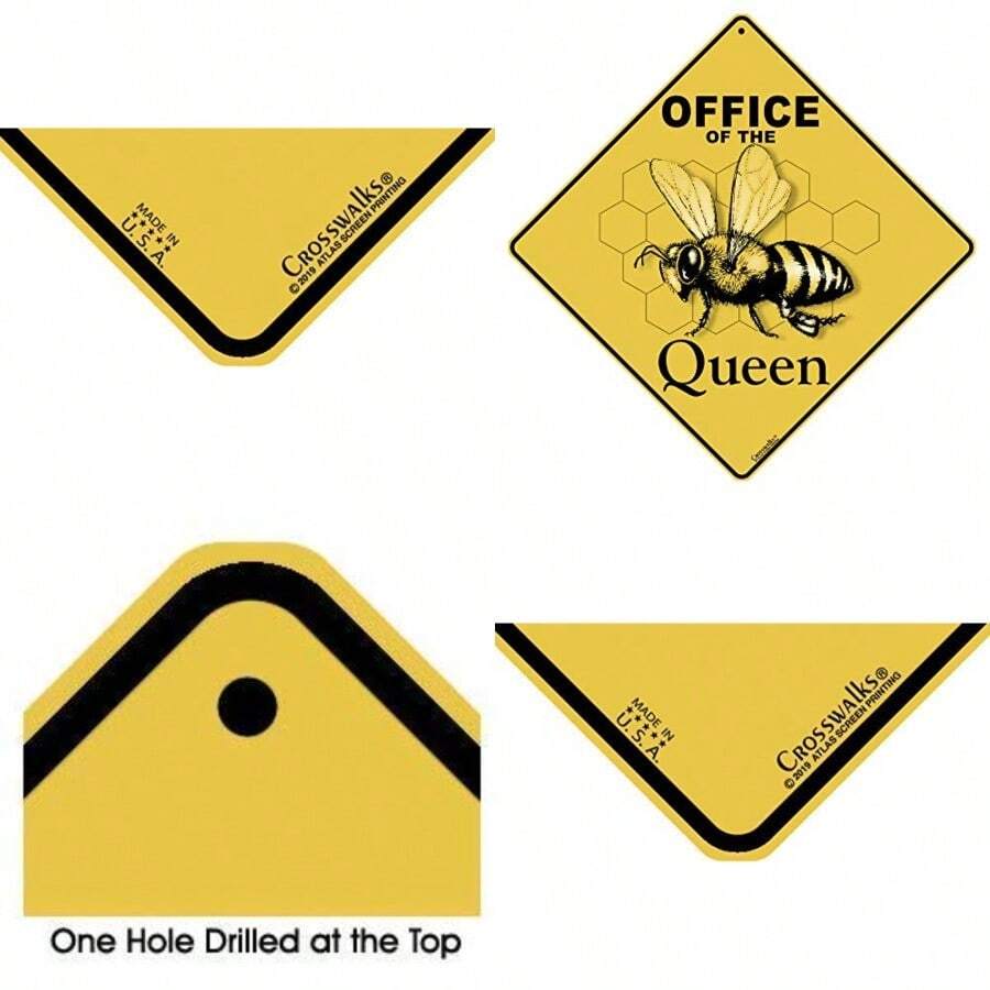 CROSSWALKS Cartel de aluminio de Office of Queen Crossing de 3048 x 30 48 cm X207 - Precaucin amarillo - Ver 1