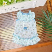 Gaun Anjing Berenda Bunga yang Lucu, Gaun Putri Hewan Peliharaan yang Lembut dan Bernapas dengan Tali Pengikat D-Ring, Pakaian Musim Panas untuk Anjing & Kucing Kecil/Sedang - Baby Blue - View 7
