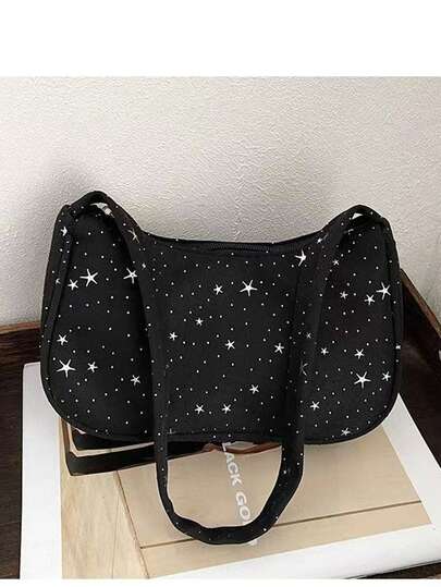 Túi đeo chéo bằng nylon in hình ngôi sao mới, túi đeo vai hàng ngày, túi cầm tay đa năng.