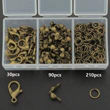 330pcs/Box Multicolor DIY Zinc Alloy Accessory Set, Includes 30pcs Lobster Clasps, 90pcs Crimp Beads, And 210pcs Jump Rings, Suitable For Jewelry Making, Beading, Bracelet, Necklace, Earring Crafting - Accessory Set (330pcs)/box - View 10