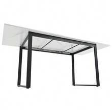 Dining Set (Dining Table 140/180 * 80 * 75 Cm With 8 Chairs), Modern Kitchen Table Set, Dining Chair In Grey Velvet, White MDF Tabletop, Black Table Legs - White - View 9