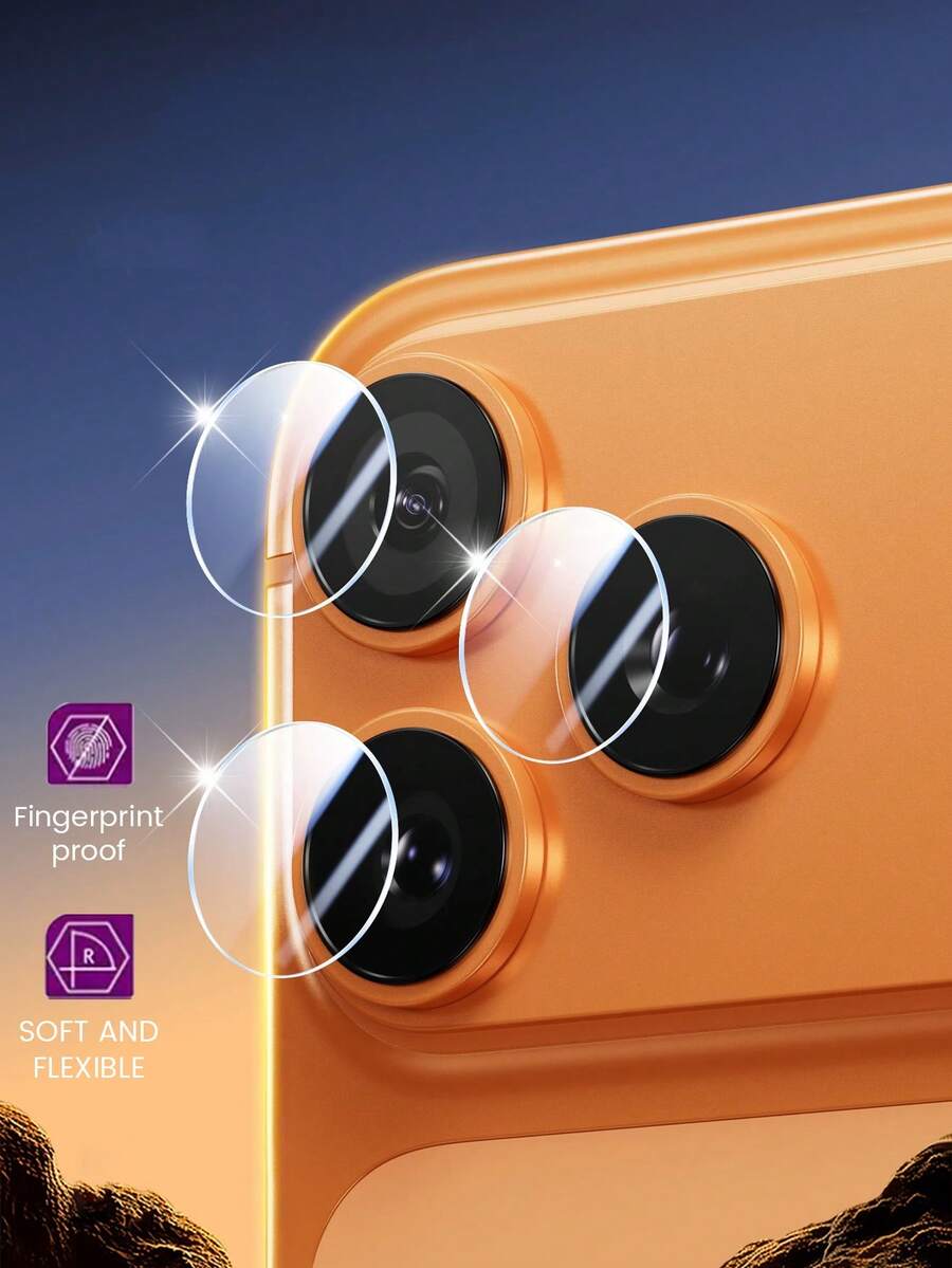 For IPhone 17ProMax/17Pro/17/16Pro/15/14/13 Lens Film, High-Definition PET Soft Film, Ultra-Thin Separate Camera Film, Water-Injection Rear Camera Sticker Film, Camera Film Water-Injection Separate Flexible Camera Protective Film, Frameless Full Adhesive Transparent Film - Clear - View 1