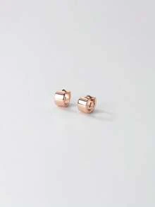 BALMORA 1 Pair S925 Sterling Silver Polished Fashion Geometric Round Small Earrings, Women's Daily Wear, Perfect Gift, Valentine's Day Gift, Mother's Day Gift - Rose Gold - View 7