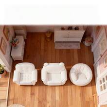 1件迷你家具，微缩家具模型，迷你沙发，娃娃屋客厅沙发装饰，1:12娃娃屋迷你客厅场景模型，微型卧室迷你沙发套装，微缩家具模型，微景观摄影道具 - 圖色 - 查看 1