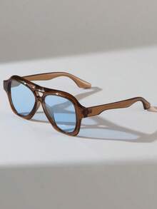 1pc Women's Leopard Print Double-Bridge Fashion Glasses, Suitable For Vacation Outfits, Beach, Music Festivals, Casual Outings, Summer Accessories, Holidays, Family Trips, Street Style, Sports, Parties, Outdoor Activities, Summer Beach Vacations, Outdoor Travels - Multicolor - View 7