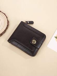 1pc Men's Fashion Tree Pattern Zipper Buckle, PU Credit Card Holder, Small Zipper Coin Storage Zipper Button Closure Business Wallet, Ideal Gift For Men - Multicolor - View 13