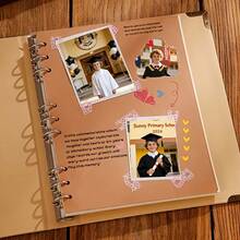 30 Sheets/60 Pages DIY Scrapbook Album - Handmade Vintage Kraft Paper Notebook, Personalized Growth Memory Book For Graduation, Wedding, Anniversary, Perfect Gift For Valentine's Day, Mother's Day, Easter, Thanksgiving, Christmas - Rectangular Paper Memo Album With Stickers - 1PC - View 3