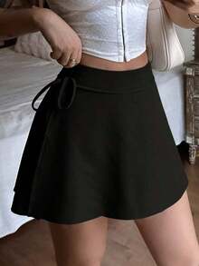 Falda-Pantalón Casual con Cintura Alta, Falda Acampanada y Diseño Ajustado, Perfecto para Look de Verano y Eventos Sociales - Negro - Ver 3