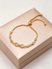 1pc 8-Shaped Pendant Bracelet, Rhinestone Inlaid 8 Pendant Bracelet, Mother's Day/Holiday Gift (Excluding Gift Box) - Style 2 - View 5
