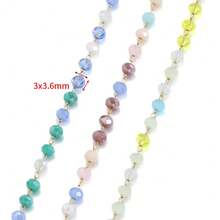 Manik-manik kaca segi warna-warni 1 meter & rantai baja tahan karat, cocok untuk membuat kalung, gelang, dan perhiasan DIY. - rantai manik-manik - View 3