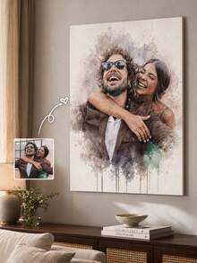 1 pieza Impresión de lienzo de foto familiar personalizable, Arte de lienzo familiar personalizado, Foto de lienzo personalizada - Multicolor - Ver 4
