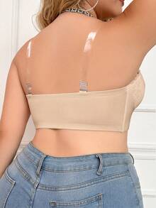 mimilemon Plus Size Women Removable Strap Thin Front Closure Padded Bra - Beige - View 9