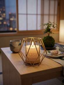 Candle Holders/Candlesticks, Geometric Artificial Iron Metal Vertical Four Season Universal Candle Holder, Aromatherapy Candle Cup, Suitable For Outdoor Courtyard Decoration, Office Desktop Decoration, Aromatherapy Candle Cup, Room Atmosphere, Wedding, Family Gathering, Party, Confession And Dining Table Decoration, Home Dining Table Center Candlelight Dinner Decoration, Romantic Atmosphere Decoration, All Year Round Universal - Simple and Stylish - View 6