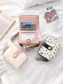 1pc New Minimalist Girl's Wallet, Cute Cat Pattern Coin Purse/Multi-Function Card Holder, Multiple Card Slots, Can Be Used As Coin Purse, Mini Wallet, Small Wallet, Cute Wallet, Wristlet Wallet, Ideal Gift For Girls On New Year, Valentine's Day - Multicolor - View 4