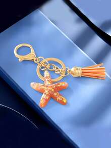 Yogodlns Beautiful Mermaid Starfish Shell Keychain Key Ring Women Girls Handbag Charm DIY Jewelry Gift Accessory Ocean Series Shell Starfish Keychain - Multicolor - View 12
