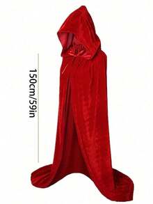 Velvet Hooded Cloak, Adult Wizard Cloak, Unisex, Essential For Vampire And Witch Costumes, Ideal For Halloween And Christmas Parties, Easy To Wear And Store, Perfect Holiday Gift - Multicolor - View 13