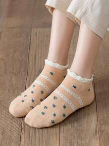 DAZY 20 Pairs Women Random Color Candy Colored Ankle Socks With Cute Bear, Heart, Fruit, Strawberry Patterns, Breathable Anti-Slip Soft Comfortable For Daily, Home, Outdoor & Sports Wear In Summer - Multicolor - View 8