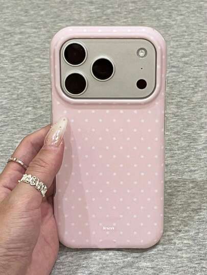Candy Color Polka Dot Full Screen Transparent Edge Phone Protective Case For IPhone 17 Pro Max, 17 Pro, 14, 12, 13, 15, 16 Pro Max, 16, 14, 15, 13, 12 Pro, 14, 15, 16 Plus, 11, 16, 17, 13, 15, Minimalist Design Fresh Style Shock-Absorbing Soft Back Cover