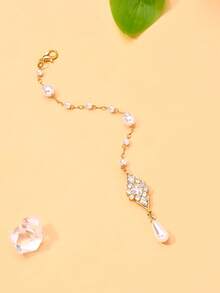 1pc New Traditional Headpiece, European And American Bridal Wedding Floral Forehead Chain Hair Accessory,Festival,Party - Gold - View 3