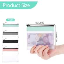 4pcs Money Bags With Zipper, Money Envelopes Cash 5.1x 4. Inch Bank Deposit Coin Organizer Bag Pouch Receipt Moneys Bag Cosmetics Cash Envelope Bank Deposit - 預設 - 查看 2