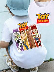 Disney Casual And Simple Crew Neck Short-Sleeve T-Shirt Features Images Of Woody, Buzz Lightyear, And Jessie From "Toy Story." Designed Specifically For Infants And Toddlers, It Is Suitable For Both Boys And Girls, Making It An Ideal Choice For Summer Wear. - trắng - Xem 1