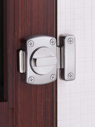 Silvery Metal Security Door Latch - Durable No-Drill Slide Bolt Lock For Bathroom Doors With Anti-Theft Hasp, Easy Installation, Screws Included, And Enhanced Home Safety