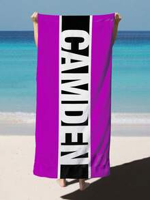 1 PIEZA Pañuelo de playa a rayas personalizable con múltiples opciones de color, letras de nombre personalizadas, personalización privada y patrón de fibra ultrafina. Es elegante para la piscina, las vacaciones en la playa, los viajes al aire libre, el ocio y el uso doméstico como toalla de baño - Multicolor - Ver 10