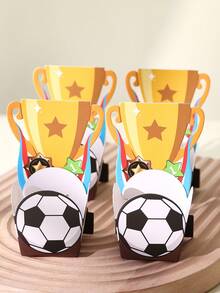 Football Trophy Shaped Party Paper Box, Designed With Trophy And Football Elements, Dynamic And Eye-Catching With A Ceremonial Feel. Made Of Thick Cardboard, Easy To Assemble, Can Store Candies, Snacks Or Event Souvenirs, Suitable For Football Themed Parties, Viewing Gatherings, Fan Activities, Adding Energetic Sports Atmosphere To Event Decor, A Practical And Creative Themed Packaging Item. - View 7