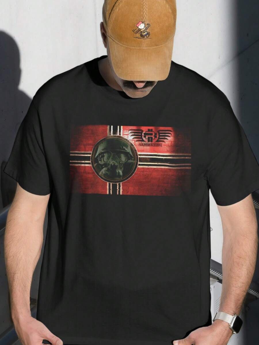 Rammstein Soldier T-Shirt, Rock Band, Neue Deutsche Härte Metal, 100% Cotton, Unisex, Men's, Women's, Plus Size, Blouse/T-Shirt - màu đen - Xem 1