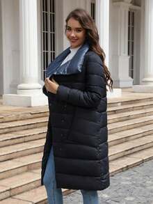 Puffer Jacket Women,Padding Coat For Fall And Winter - Blue - View 7