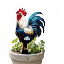 Tượng Gà Trống Đỏ Rực Rỡ với Điểm Nhấn Xanh Lá Cây - Tượng Động Vật 2D Chân Thực, Thích Hợp Để Trang Trí Sân Vườn, Chủ Đề Lễ Phục Sinh, Không Dùng Pin, Chất Liệu Acrylic Bền Chắc, Tượng Trang Trí Sân Vườn Ngoài Trời - A - Xem 6