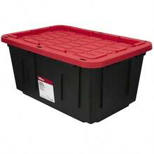 2 N Large Sge Bin Ih Sn Lid, Black And Red, Heavy Duy Plas Sge Conainer - 27加侖 - 查看 2