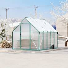 8x10 FT Walk-In Polycarbonate Greenhouse, Heavy Duty Outdoor Greenhouse With Reinforced Aluminum Frame, UV Protected Panels, Adjustable Roof Vent & Lockable Door For Garden Backyard - A - View 8