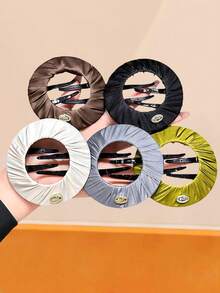 5/1 Set Satin Round Hair Claw Clips, High-End Gold Label Design, Versatile Bun Maker - Suitable For Women And Girls, Suitable For Daily, Date, School, Party, Holidays, Mother's Day Gift,Hair Slide,Bobby Pin - Multicolor - View 1