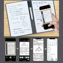 A5可重复使用白板笔记本，仿皮封面 - 便携式周计划本，包含数学公式和插图，可轻松擦拭，附赠笔和抹布，非常适合办公室和学校使用，也适合万圣节、感恩节和圣诞节等节日。 - 多色 - 查看 5