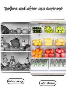 1pc/2pcs Stackable Refrigerator Organizers - Clear Plastic Storage Containers For Freezer/Fridge, Airtight Drawer Bins With Handles - Perfect For Vegetables, Fruits, Snacks, Eggs,Tableware, Beverages, Seasonings, Pasta, Books For Desktop Organization, Soft Drinks, Cocktails, Etc Kitchen Organization,Food Storage, Spice Storage Boxes, Kitchen Utensils, Picnic Baskets, Meal Preparation, Kitchen Accessories, Home Decorations. - Multicolor - View 10