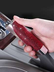 1pc Sparkling Rhinestone Handbrake Cover, Suitable For Universal Car Handbrake, Scratch-Resistant Crystal Embedded Car Interior Accessory, Applicable For Women's Universal Car Handbrake, Non-Slip Durable Handbrake Protective Cover, Fit For Manual Transmission Vehicles, Car Interior Accessory - A - View 3