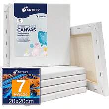 Lienzos estirados para ptar de 8 x 8 pulgadas paquete de 7 unidades 100% algodón triple imprimado s ácidos lona cuadrado para ptura al óleo acrílico vertido y medios de arte húmedo - Blanco 100Piezas - Ver 8