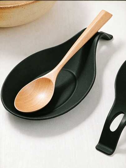 2pcs Heat Resistant Spoon Rest, Easy To Clean Spoon Holder, Kitchen Utensils, Suitable For Spoons, Tongs, Spatulas, Multi-Functional Foldable Lid Rack, Spoon Rack, Heat Resistant Lid Rack, Kitchen Accessory Holder