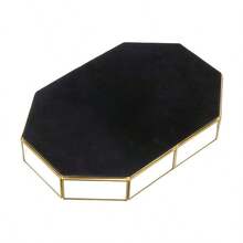 Elegant Golden-Framed Glass Mirror Vanity Tray - Hexagonal Design For Perfumes, Makeup, Jewelry | Perfect For Dresser, Bathroom Decor & Home Organization | Ideal Gift For Women, Decorative Centerpiece|Luxurious Design|Mirrored Glass Surface, Vanity Accessories - 彩色 - 查看 3