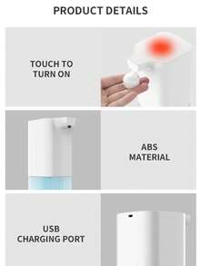 1 buah Dispenser Sabun Otomatis Putih Bergaya 350ml - Desain Tanpa Sentuh; Mendukung Pemasangan di Dinding atau Meja; Cocok untuk Sabun Tangan, Losion, dan Sampo - Ideal untuk Penggunaan di Kamar Mandi dan Dapur - Beroperasi dengan Baterai - Versi busa 350ml - View 9