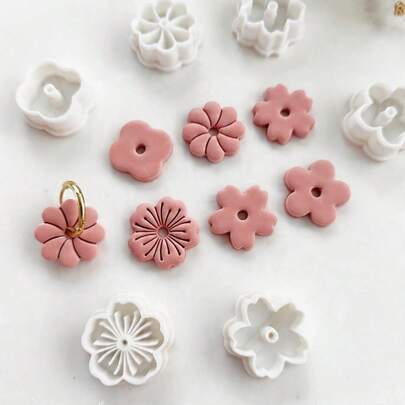 Mini Sakura Flower Clay Cutters, Polymer Clay Molds For Floral Stud Earrings, Ideal For Cottagecore, Kawaii & Romantic Style Jewelry, Great For Spring & Cherry Blossom Inspired DIY Projects