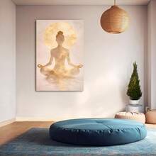 寧靜瑜伽冥想印花禪意壁飾，中性米色與金色靈性裝飾，極簡蓮花坐姿插圖，適合瑜伽工作室與冥想室，正念美學藝術品，身心健康愛好者與瑜伽愛好者的絕佳禮物 - 111 - 查看 7