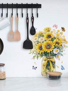 1pc Sunflower Wall Sticker, Suitable For Kitchen, Living Room, Bedroom, Refrigerator, Bathroom And Other Scenarios - With Adhesive Backing, Also Can Be Given As Birthday Gift To Friends - Wall Stickers - View 5