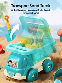 Juego de juguetes de playa para niños para exteriores, adecuado para la playa y el parque, que incluye excavación de arena, palear, juego de arena, carrito pequeño, cubeta de playa, varios modelos de tobogán de arena - Multicolor - Ver 9
