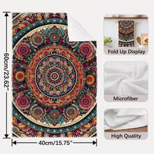 2pcs Mandala Pattern Kitchen Towels, Rectangular Super Soft Microfiber Kitchen Towels, Dish Cloths, Cleaning Rags, Hand Towels, Cooking & Baking Tea Towels, Kitchen Decor, Housewarming & Birthday Gifts, Bathroom Cleaning Wipes, Decorative Towels - Multicolor - View 3